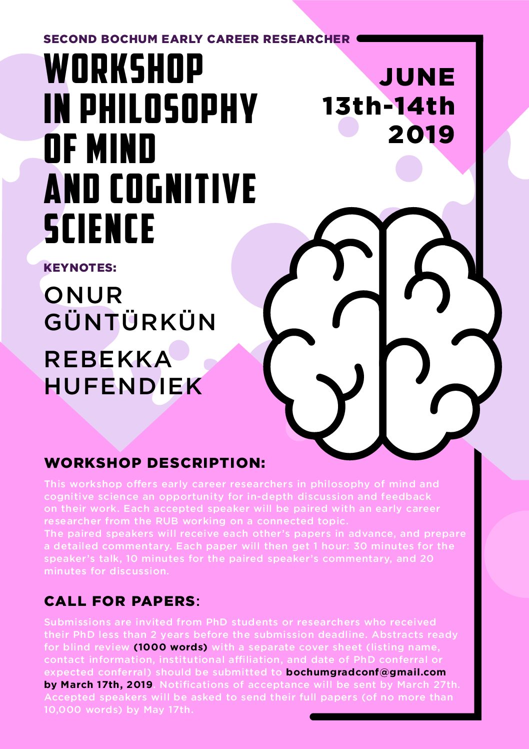 CFP: Early Career Researcher Workshop in Philosophy of Mind and of Cognitive Science (Bochum)